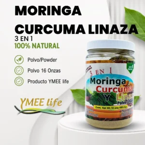 Moringa Curcuma y Linaza 3 en 1 en Polvo 100% Natural YmeeLife